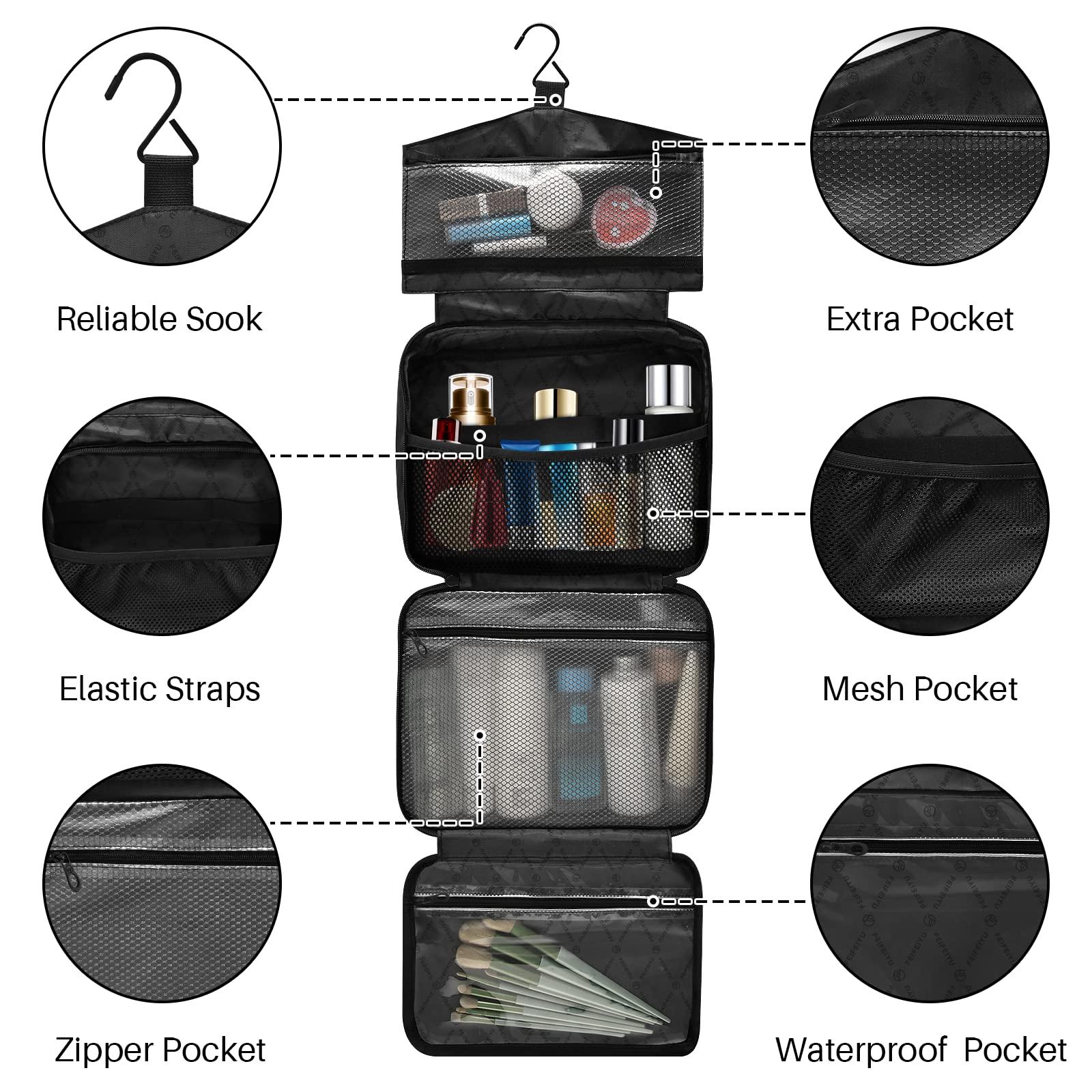 ZZKKO ZZKKO Travel Toiletry Bag for Men Retro World Map Hanging Travel Toiletry Bag Organizer Mens Toiletries Bag for Bathroom Water Resistant Multiple Compartments Large