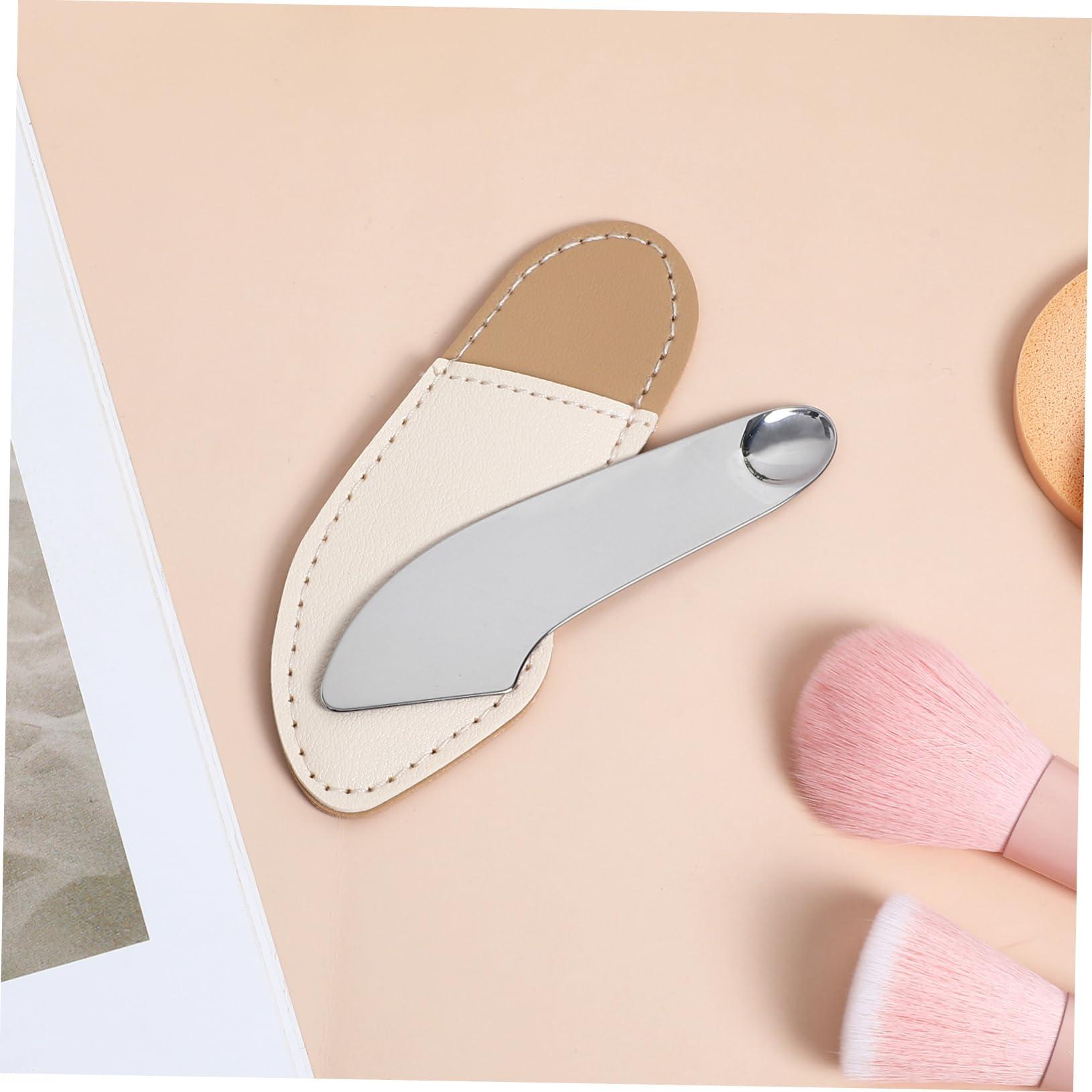 IWOWHERO IWOWHERO Cosmetic Plate Spatula Beauty Makeup Spatula Stainless Steel Silver Makeup Metal Spatula Makeup Mixing Palette