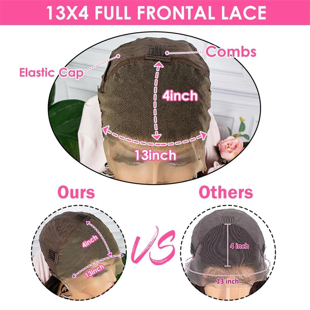 Wjnvfioo Short Curly Bob Wig 13X4 Lace Front Human Hair Wigs Pre Plucked Brown Short Deep Wave Wigs #4 10inches#150%