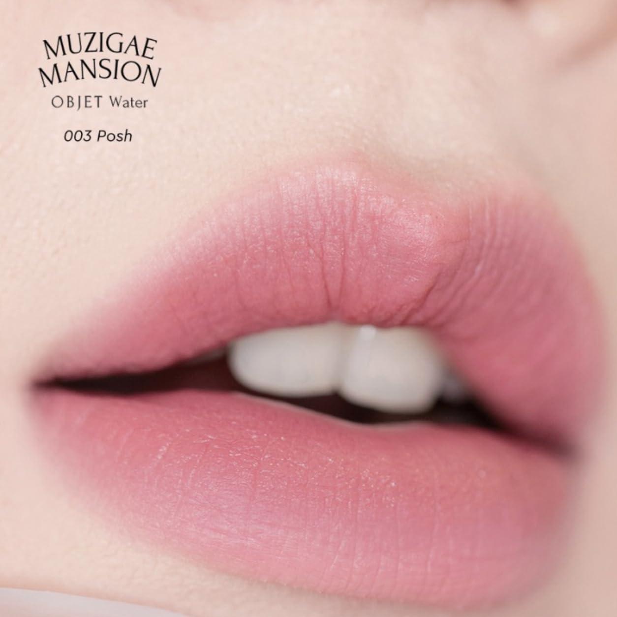 MUZIGAE MANSION MUZIGAE MANSION Objet Water Lip Stain Matte Lipstick (Watery to Blurry Tint), Long-Lasting, Hydrating, Waterproof Wear K-Beauty Liquid Lipstick for Women, Bold Red Tinted Gloss (003 POSH)