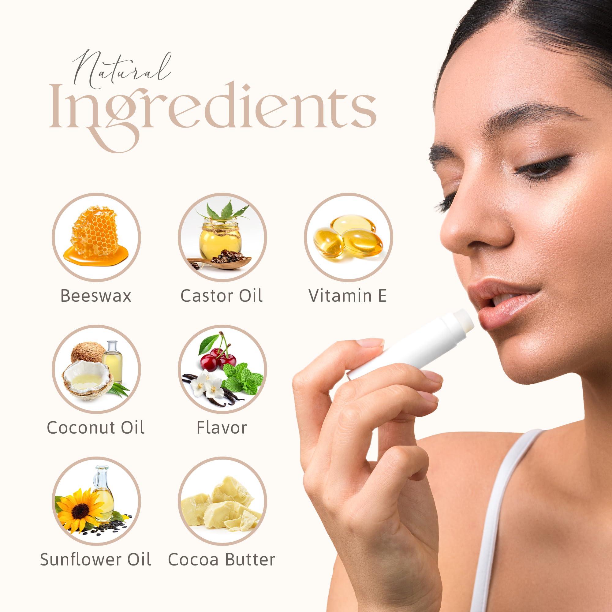 Belladonna Custom Lip Balm Bulk - Personalized Lip Balm Labels - Made in USA Natural Ingredients Vitamin E Shea Butter - Custom Chapstick Bulk Lip Balm Tubes For Party & Wedding Favors (Peppermint, 40 Pack)