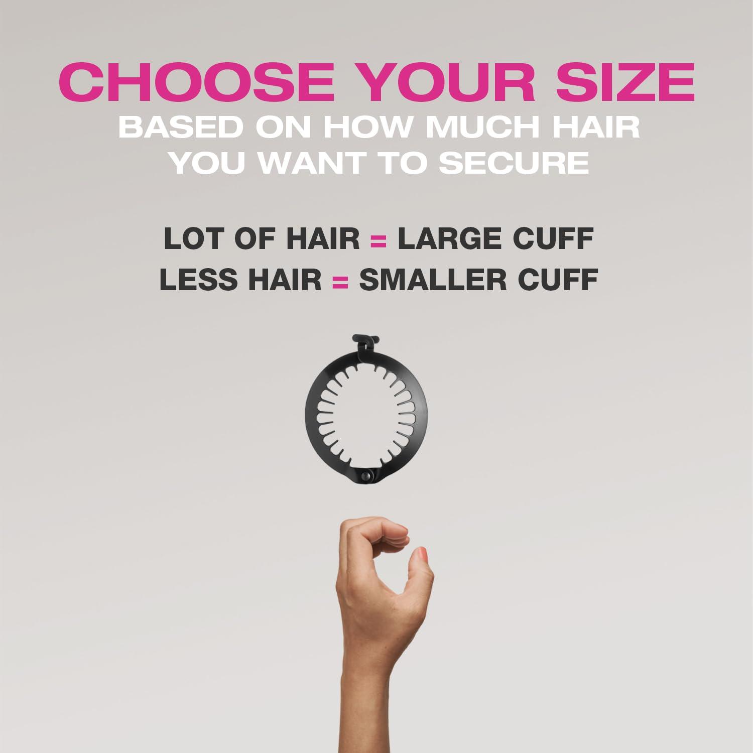 PuffCuff PuffCuff Junior 3\" Hair Clamp, For All Natural Curly, Thick, Kinky, Textured, Locs, or Braided Hair, Painless, Damage-Free Styling Tool Made Specifically for Big Hair, Black, 2 Pieces