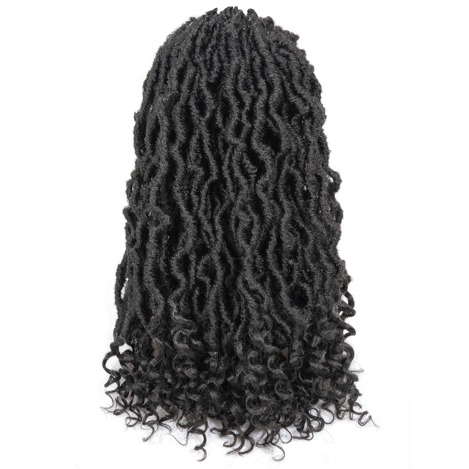 ToyoTress Toyotress Passion Locs Crochet Hair - 18 Inch 8 Packs Natural Black Faux Locs Crochet Hair Curly Ends, Long Curly Locs Braids Pre-Looped Synthetic Braiding Hair Extensions (18 Inch, 1B)
