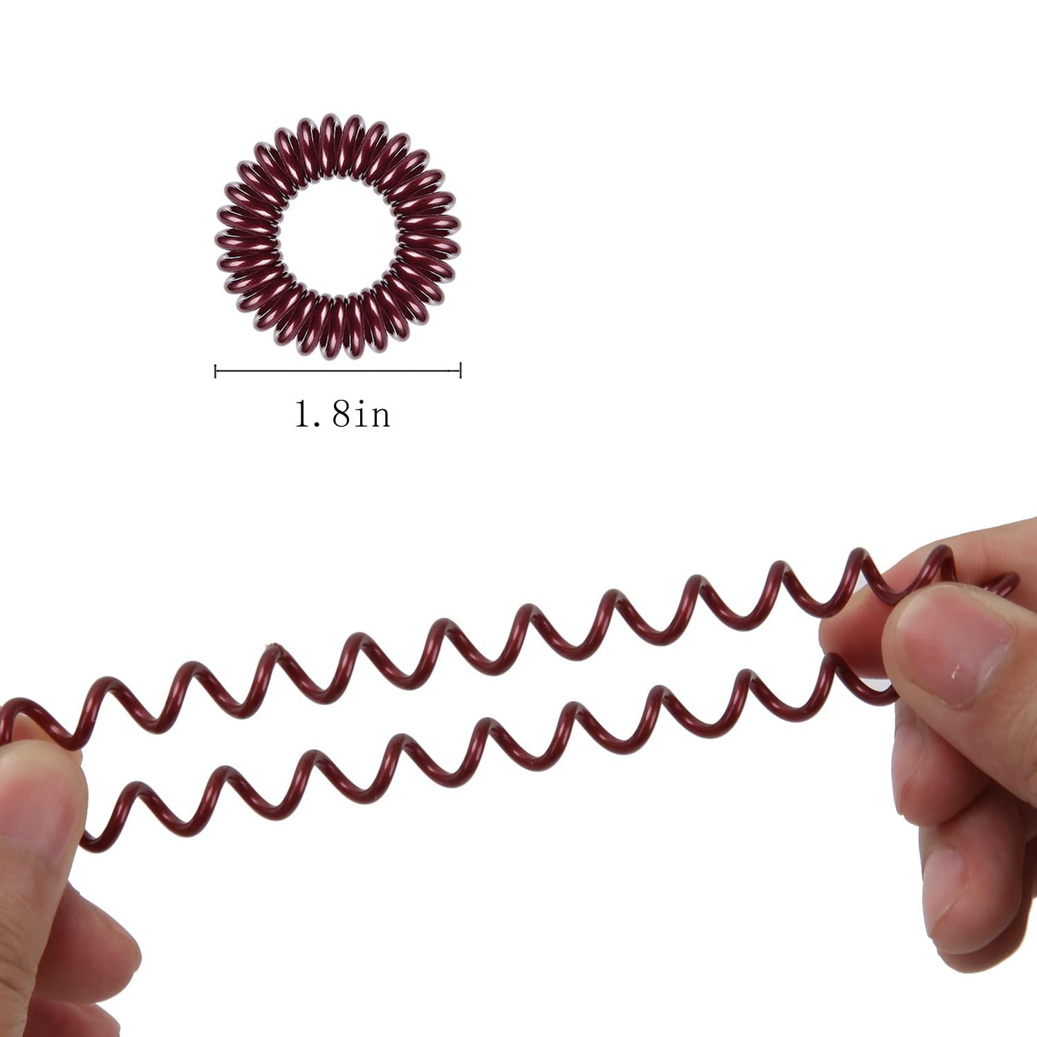 Swanliss Spiral Hair Ties, waterproof No Crease Coil Hair Ties, Phone Cord Hair Ties for Thick Hair, for women Ponytail Holder Elastics (FQ-06)