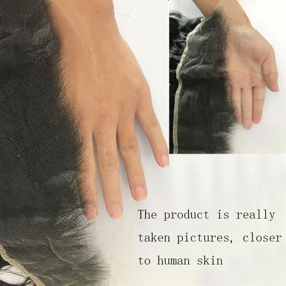 Nicewig Hair 13x4 Natural Wave Curly HD Transparent Lace Full Lace Frontal Closure Free Part Brazilian Virgin Hair Bleach Knots Bleached Hairline with Baby Hair Natural Color