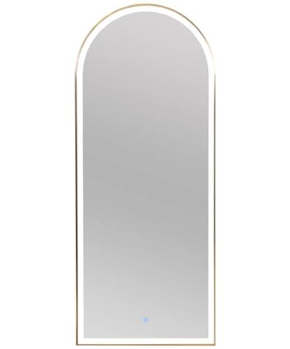 Pibbs Industries Pibbs Utopia 72 Arched LED Salon Mirror for Professional Salons & Barbershops, Built-in Dimmable LED Light, On/Off Button, 30\" W x 72\" H, PIB-19MIR (Gold)