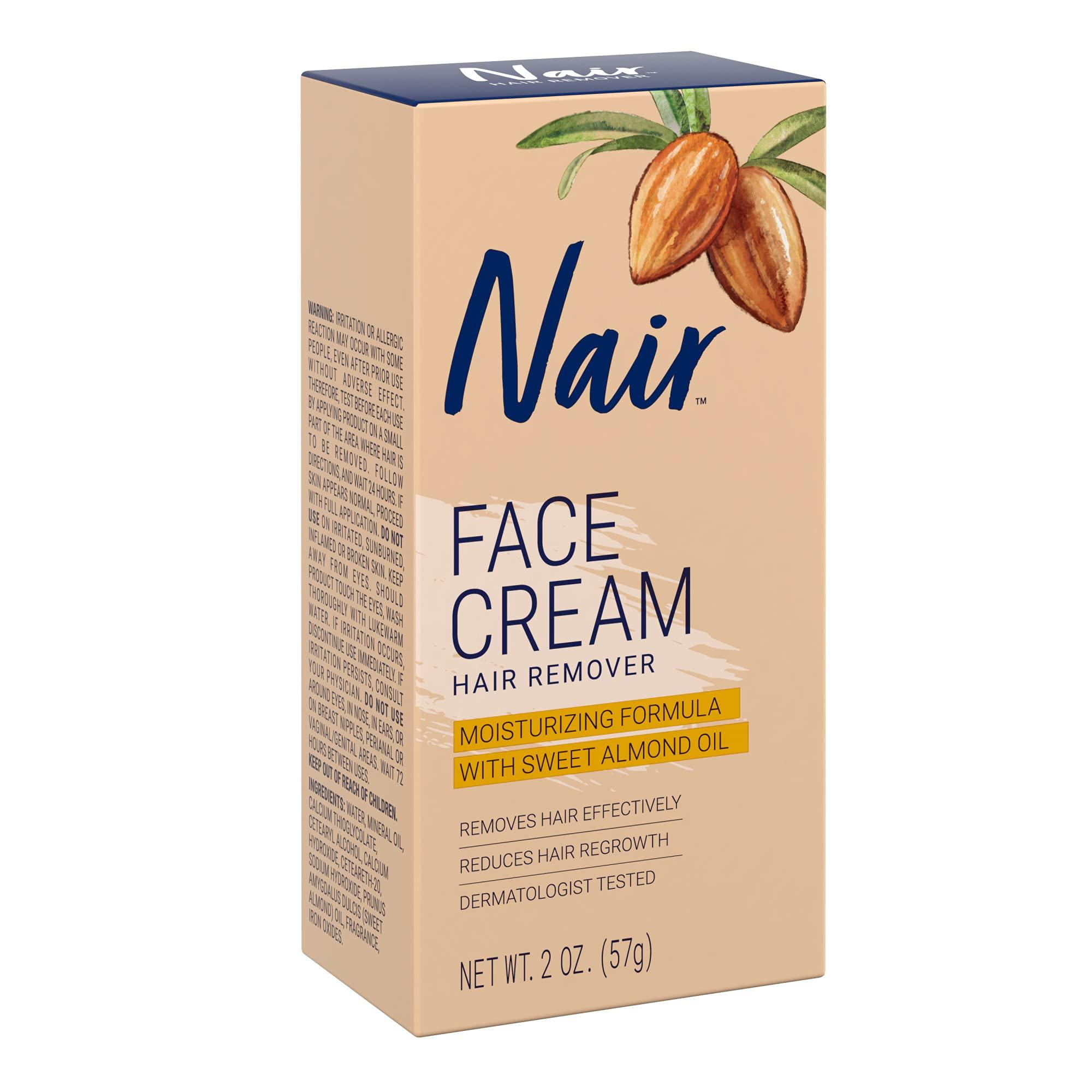 Nair Nair Hair Remover Moisturizing Face Cream, with Sweet Almond Oil, 2OZ (Pack of 2)