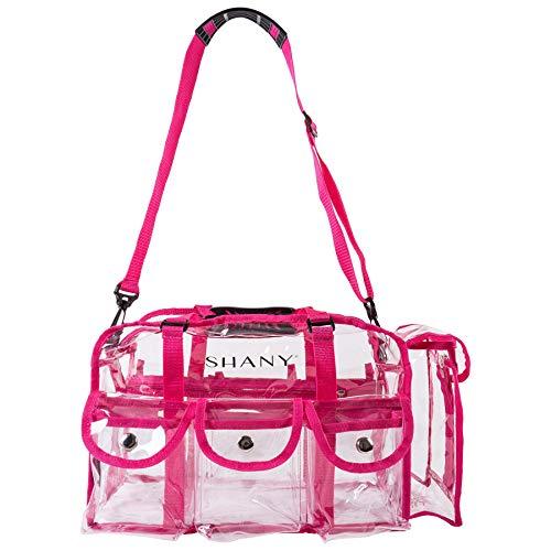 SHANY SHANY Clear PVC Makeup Bag - Large Professional Makeup Artist Rectangular Tote with Shoulder Strap and 5 External Pockets - PINK