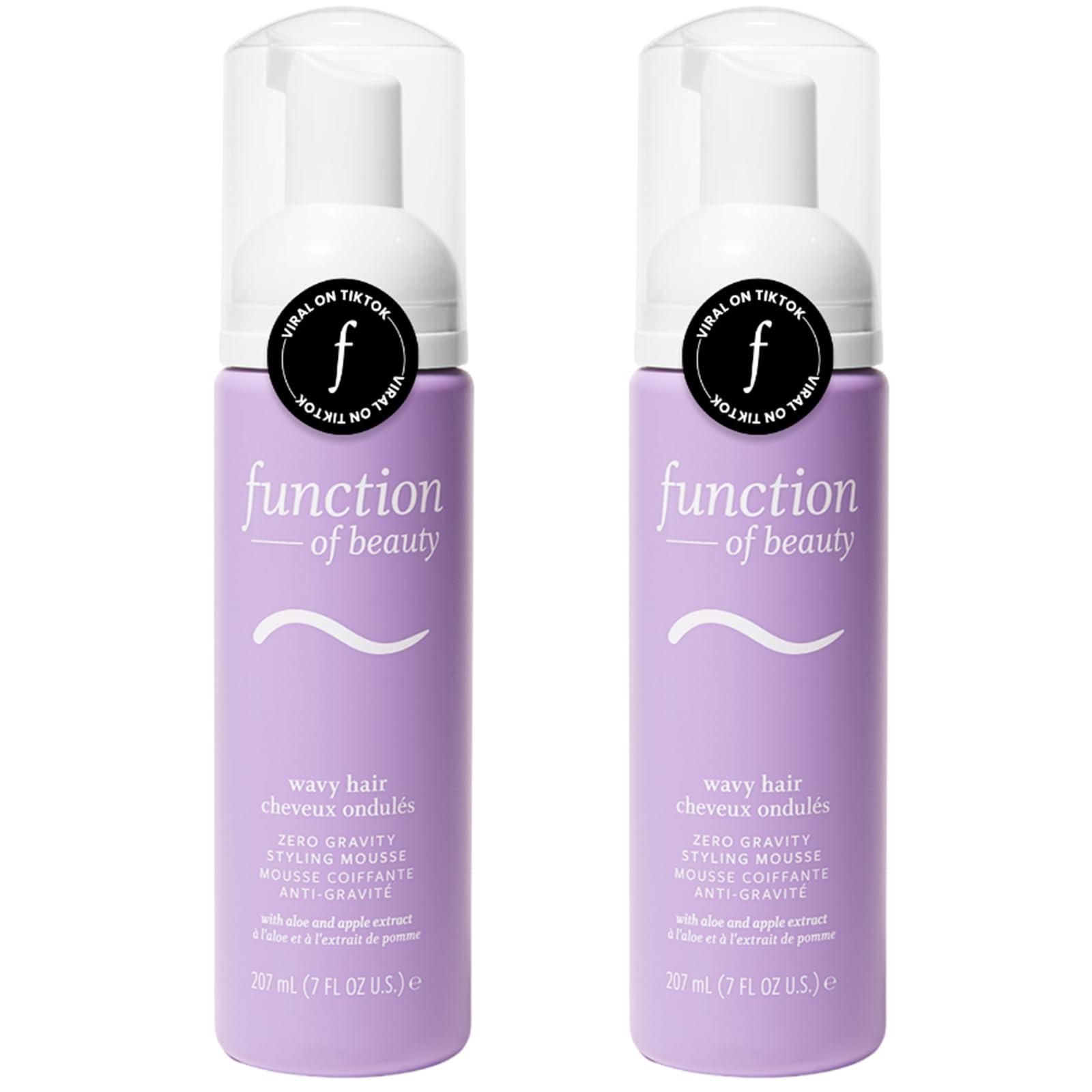 FUNCTION OF BEAUTY FUNCTION OF BEAUTY Zero Gravity Styling Mousse, 7 oz Each (2-Pack) - Adds Volume, Defines Natural Waves While Providing a Flexible Hold Without Feeling Stiff or Crunchy