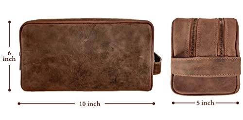 RUSTIC TOWN Genuine Leather Travel Toiletry Bag - Dopp Kit Organizer By Rustic Town (Brown)