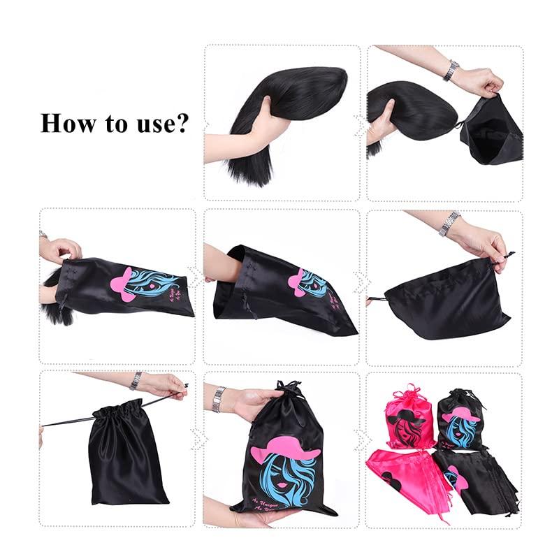 Boyiexin Boyiexin Customize Logo Wig Hair Extension Storage Bags, 20-50PCS Silk Satin Wig Bags With Drawstring Gift Hair Bundles Packaging Bag (Pack of 20, Purple)