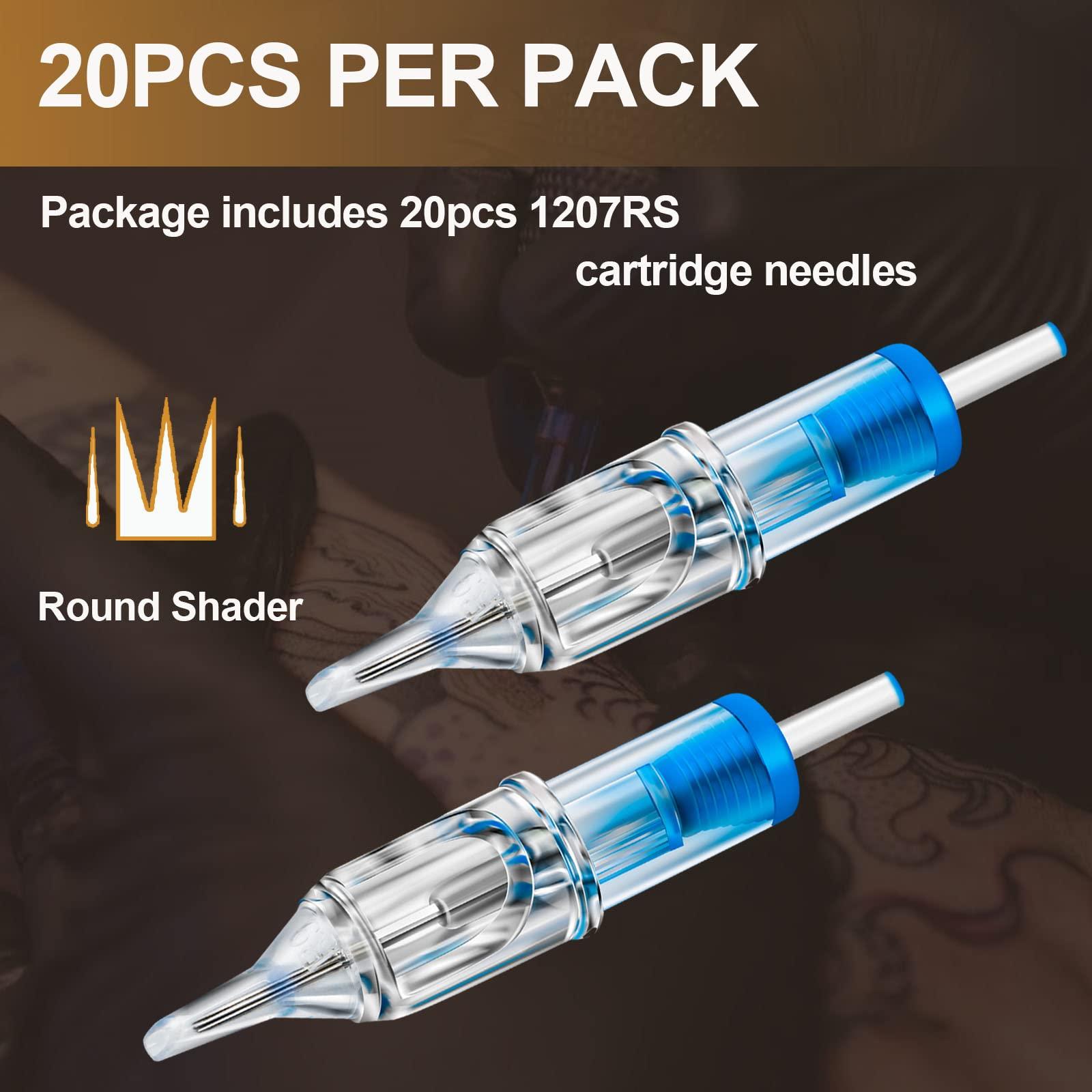 TONBAO Tattoo Cartridge Needles - TONBAO 20pcs Round Shader #12 Standard 1207RS Mixed Size Tattoo Gun Needles