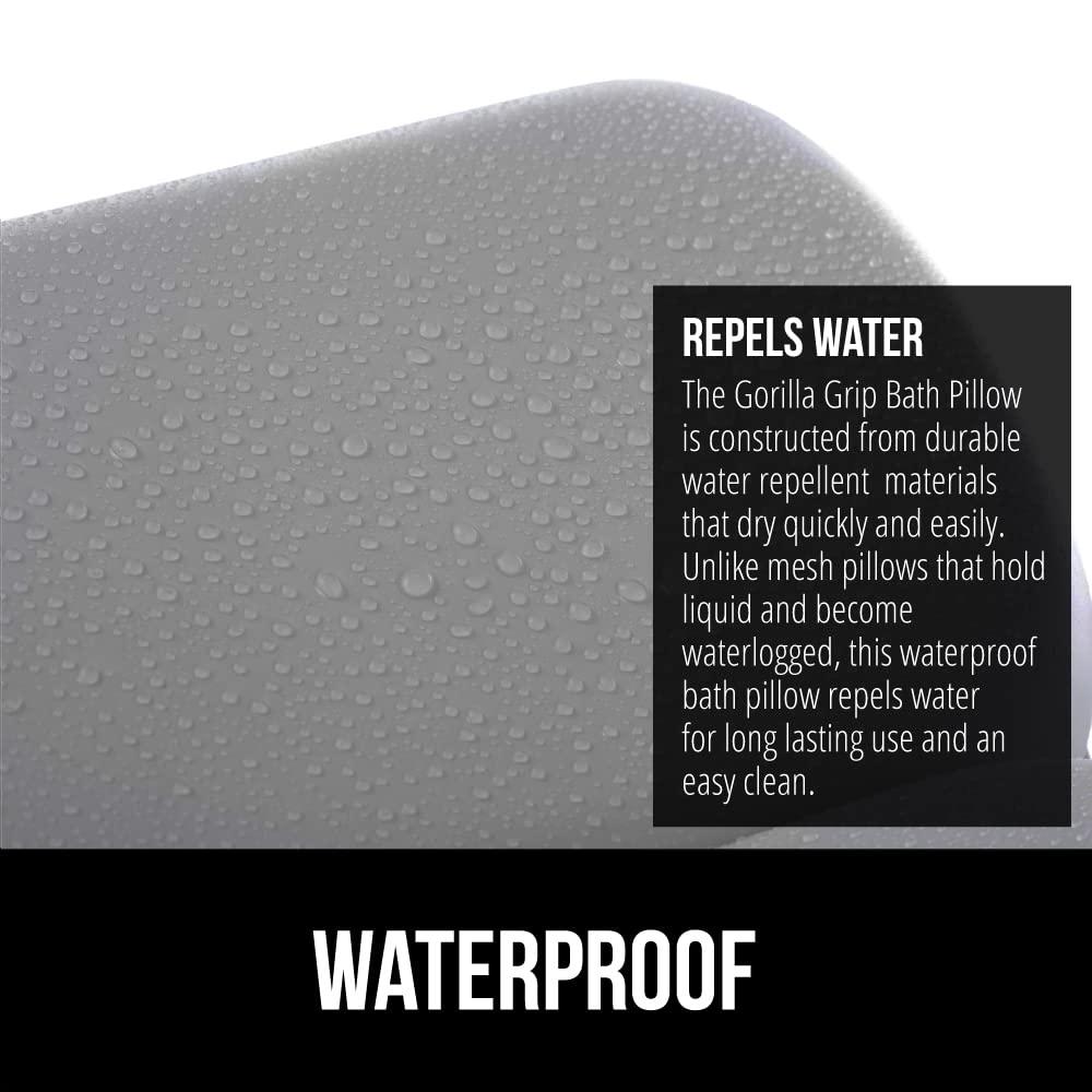 Gorilla Grip GORILLA GRIP Bath Pillow for Tub, Improved Suction Cups, Luxury Bathtub Pillows, Headrest for Neck and Back Support, Relaxing Home Spa, Hot Tubs and Bathroom Essentials, Gifts for Women, 2 Panel Gray