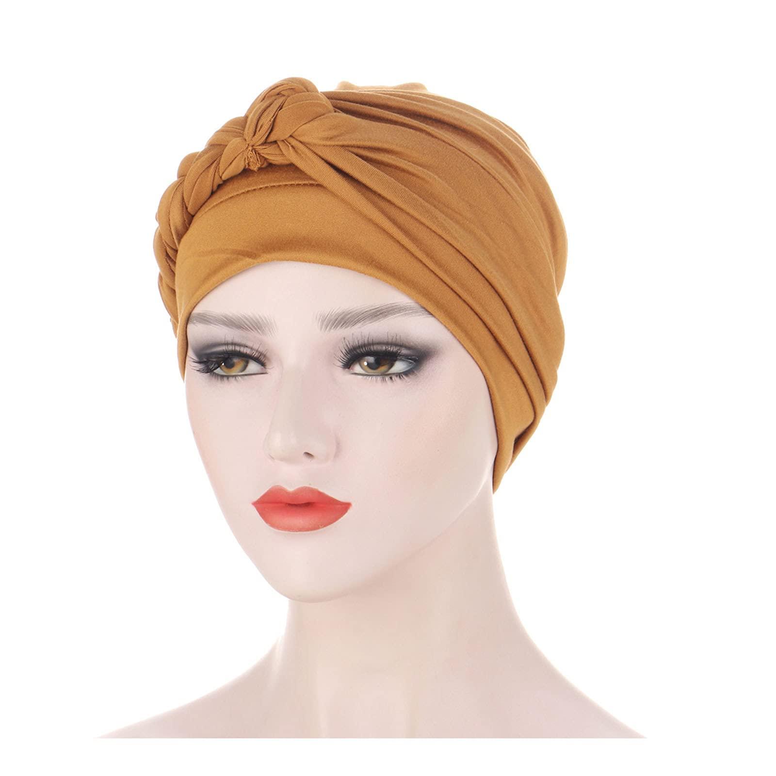 Generic Stretch Jersey Turban Heads Wrap African Head Wrap for Women Head Scarf Soft Headband Long Hair Scarf Hair Bonnet (Yellow, One Size)