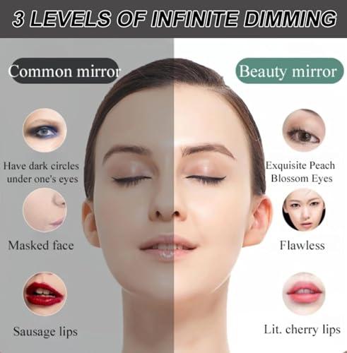 AZUNGME AZUNGME LED Three-Color Adjustable Makeup Mirror, Rechargeable Lighted Makeup Mirror, LED Vanity Mirror Jewelry Box, Portable Cosmetics Case, Travel Makeup Bag with LED Mirror(Green)