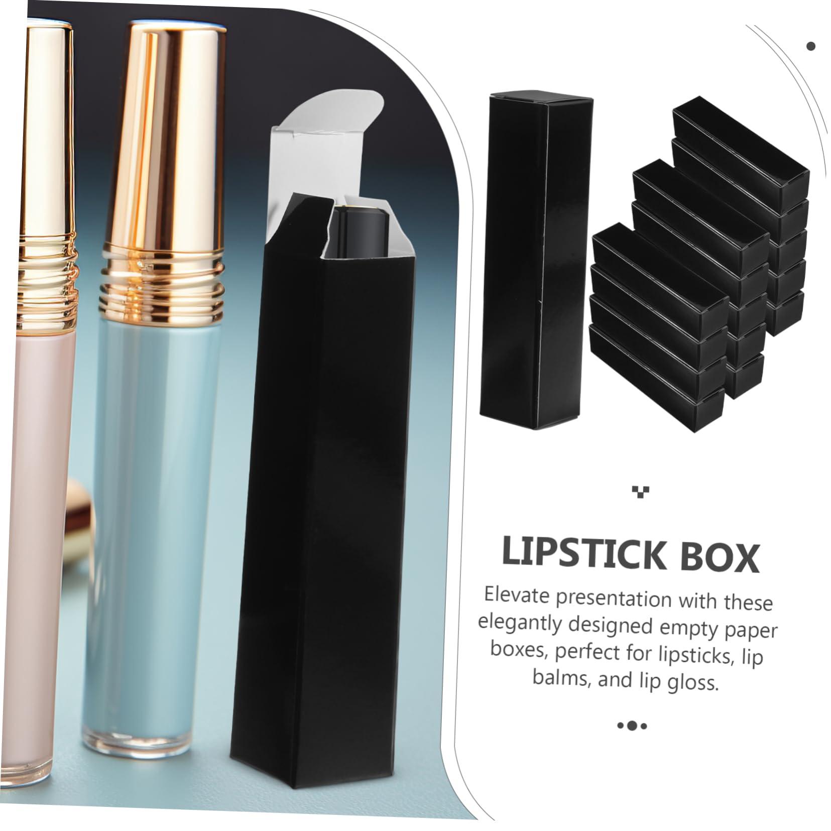 Beatifufu Beatifufu 15pcs Boxes Lipstick Box Lipstick Case Black Lip Gloss Lip Glitter Lip Tint Lip Gloss Tubes Paper Lip Gloss Storage Containers Lipstick Container Lip Gloss Packaging Boxes