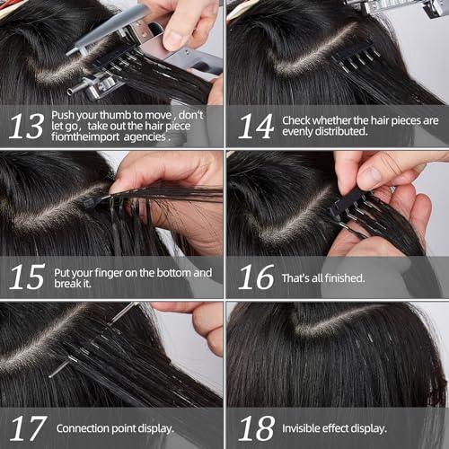 Mgorgeous 6D Hair Extensions Machine Kit, 2nd Generation Combline Hair Extension Kit 30 Min Fast Professional Hair Extension Equipment for Home Use and Barber Salon