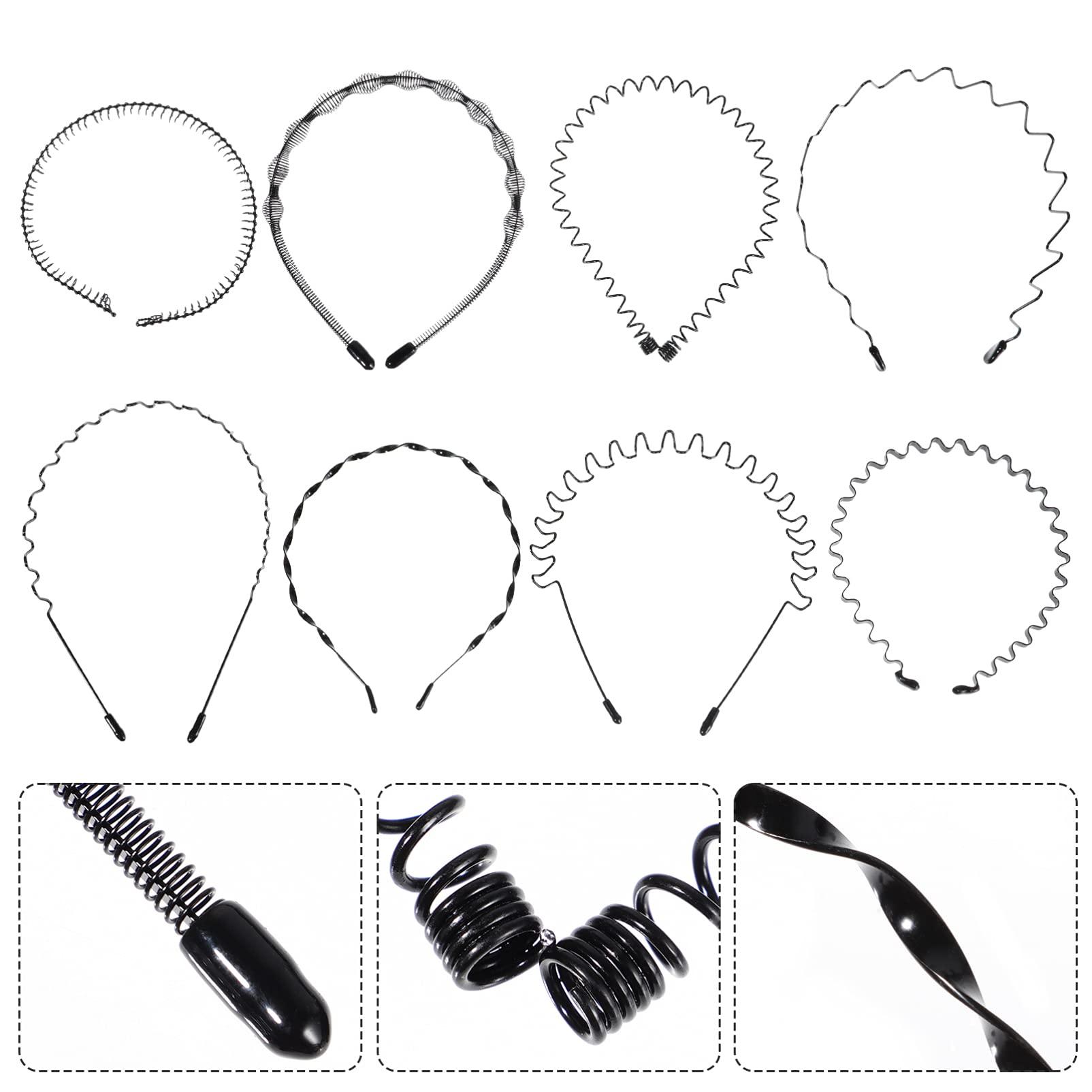 balacoo balacoo 24 Pcs Men\'s Headband Black Headband Bandana Clear Hair Bands Fashion Hair Band Hairpin Holder Ruched Head Band Hair Band with Clips Headbands Men Hair Band Toothed Headband Metal