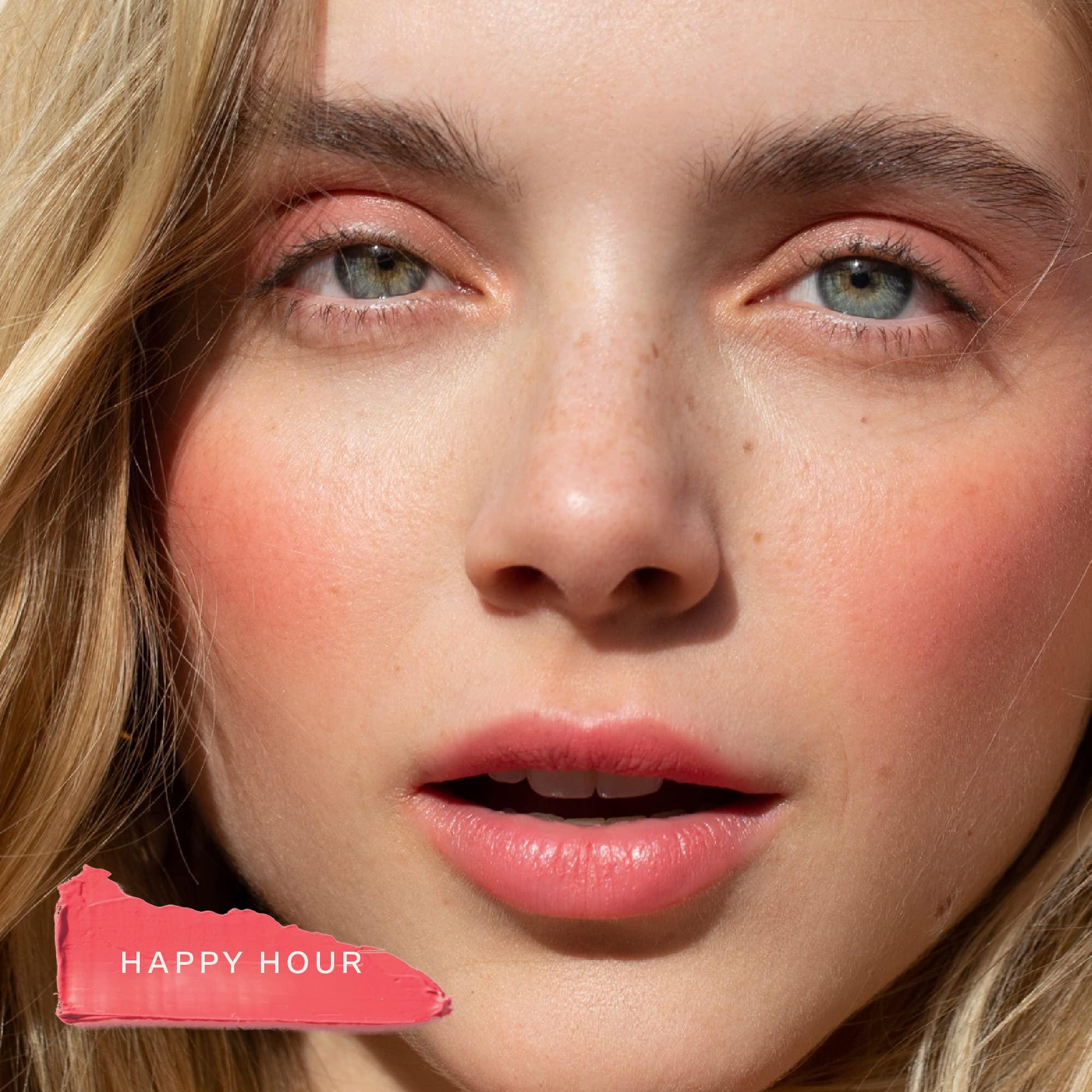 Tower 28 Tower 28 Beauty BeachPlease Cream Blush for Cheeks and Lips - Multi-Purpose Lip and Cheek Tint in Pink Blush - for Sensitive Skin Color HAPPY HOUR, Luminous Finish