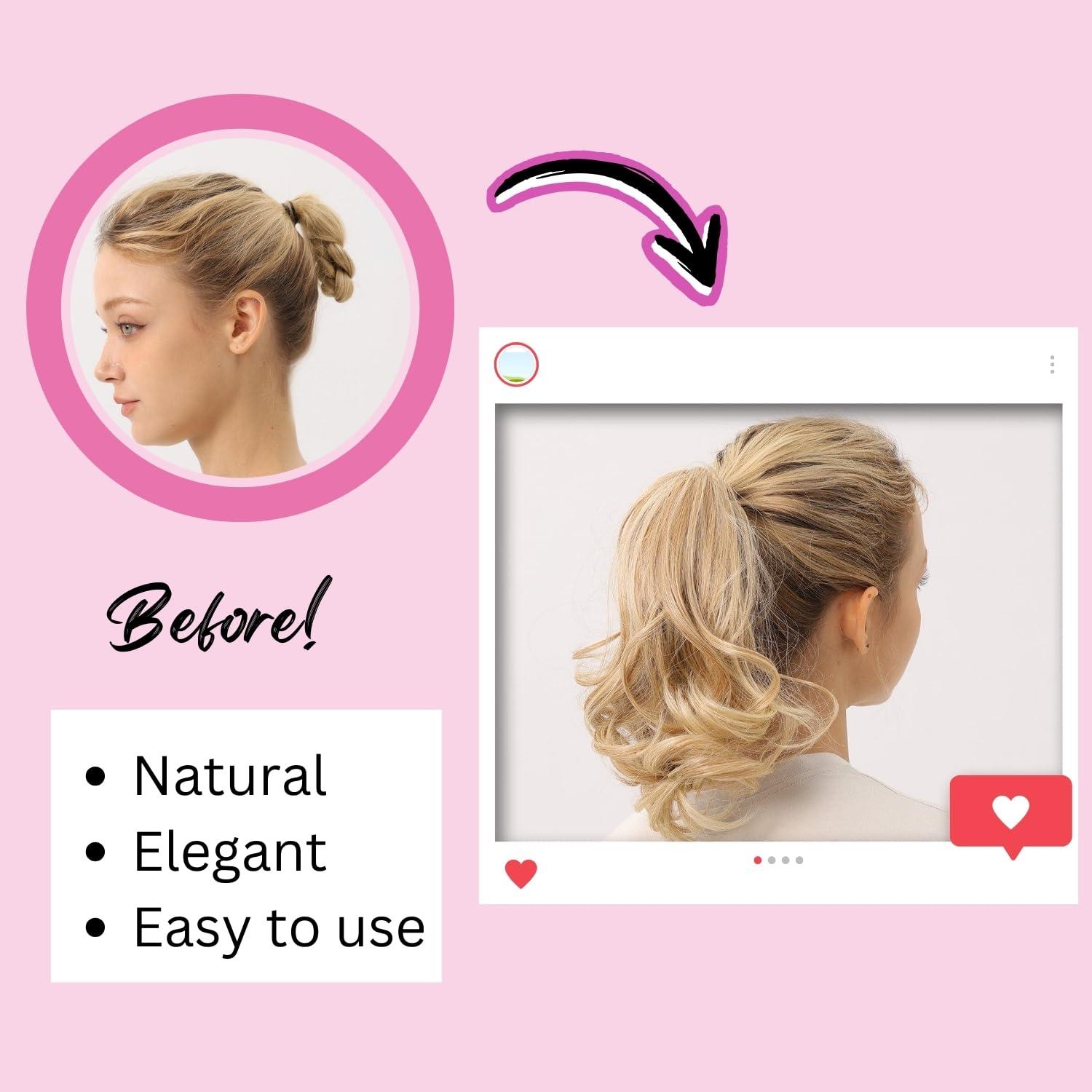 Juvabun JUVABUN Claw Clip Wavy Ponytail Extension 10&quot; -Black | Hair Extension Clips | Synthetic Ponytail Extension | Wavy Hair Extensions | Washable Realistic And Synthetic | Black