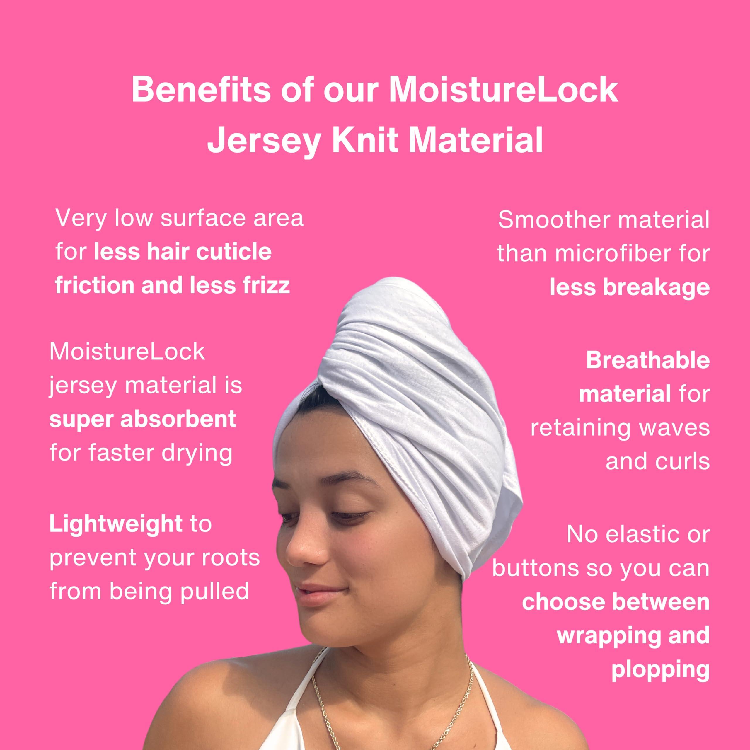 OOF! OOF! Halo T-Shirt Hair Towel | 100% Cotton Jersey Knit w/MoistureLock | No Microfiber | Reduce Cuticle Friction, Frizz & Breakage | Plopping Towel | All Hair Types (Cotton Candy Pink)