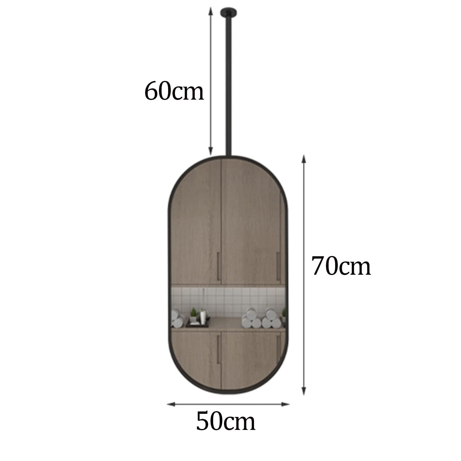 LHYZF LHYZF Oval Ceiling Mirror, with Metal Frame and Boom for Bathroom Washroom Makeup Shaving Cloakroom Bedroom - Customizable Metal Boom (Size : 50cmx70cm)