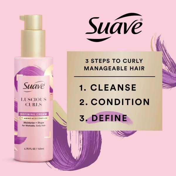 Suave Suave Curl Cream, 4.75 oz - Styling Curl Defining Cream For Curly Hair With Amino Acid Complex For Women (Pack of 12)