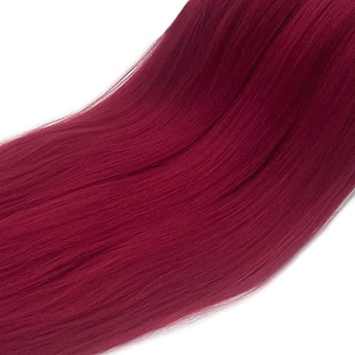 UPruyo Dark Red Burgundy Braiding Hair Pre Stretched 26 inch Synthetic Hair for Braiding Micro Braiding Hair Extensions for Box Braids Long Knotless Prestretched Pre Stretched Braiding Hair (Pack of 6, 900#)