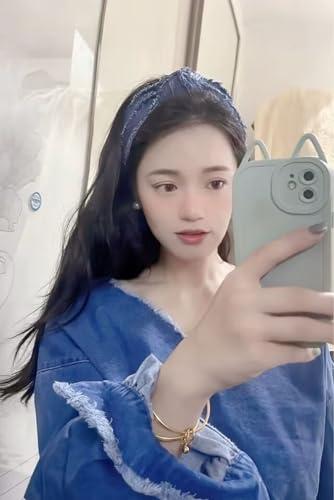 Xiaocao8 Xiaocao8 2/3 pcs Jean Denim Headbands for Women and Girls Knot Hair Bands Cloth Knotted Blue Headbands, Fashion Headwear for Women, Mujer Hair Accessories (3pcs)