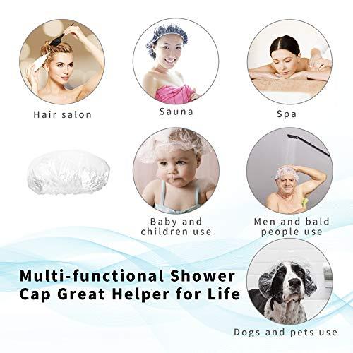 AIDIQIU Disposable Shower Caps 100 Pcs - Multi-Purpose Thickening Elastic Bath Cap Plastic Waterproof Clear Bath Shower Caps Women Spa,Home Use, Hotel and Hair Salon, Portable Travel