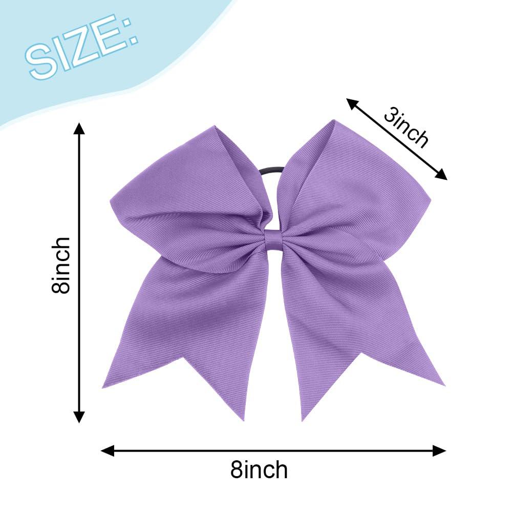 Yicadorn Purple Cheer Bows for Cheerleaders - Big 8-Inch Hair Bows, Ponytail Holders, Hair Ribbons for Cheerleading, Softball, and Girls\' Accessories