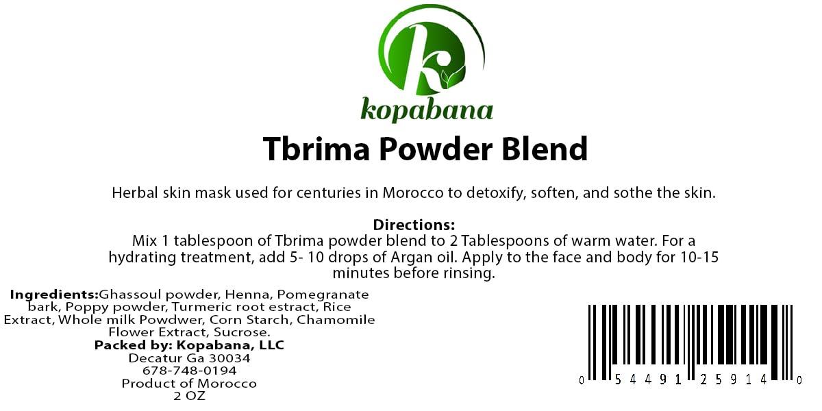 KOPABANA KOPABANA Tbrima Powder Blend, Tebrima powder, Soften and Sothen Skin Mask 2oz