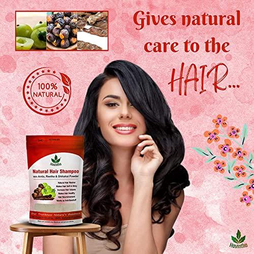 Havintha Natural Hair Shampoo for Hair 8 oz, AMLA REETHA SHIKAKAI POWDER (Phyllanthus emblica, Sapindus mukorossi, Acacia concinna),Product of Havintha, 227g