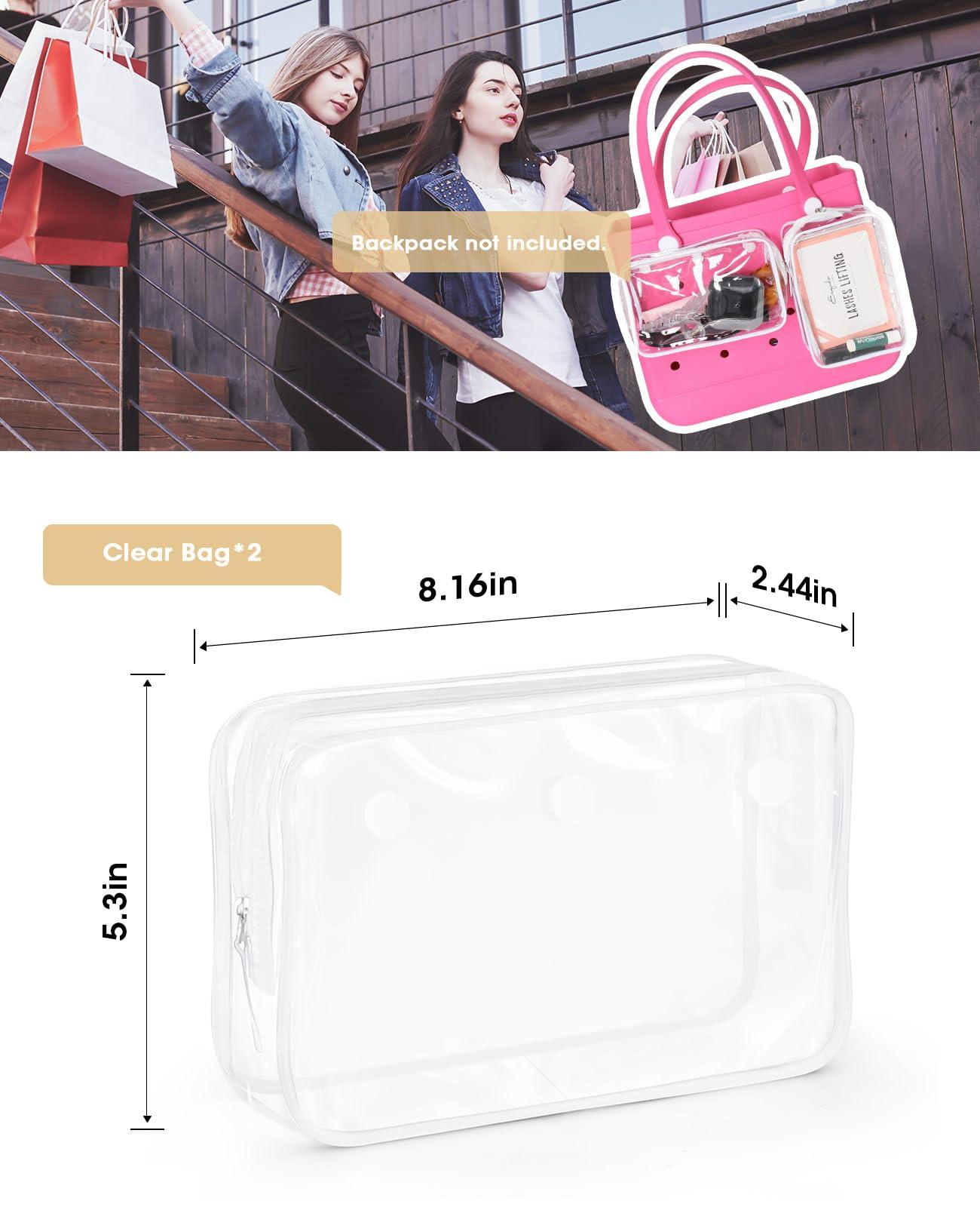 Onism Onism Accessories Set for Bogg Bag, with Silicone Phone Holder, 2 Clear Toiletry Bag and 6 Hooks Compatible with Bog Bags, White