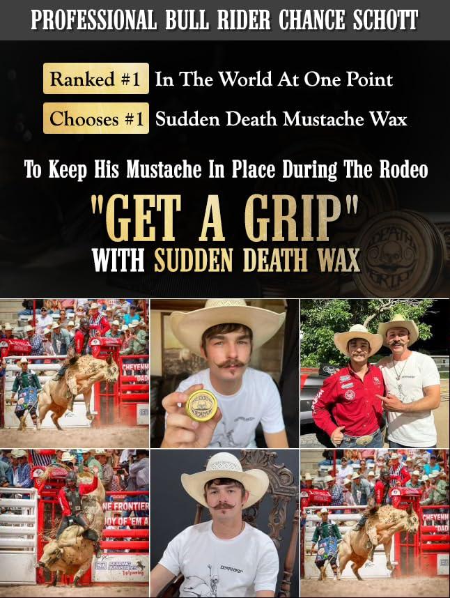 THE VINTAGE GROOMING CO. Mustache Wax Strong Hold Grooming For Men | Sudden Death Moustache & Beard Wax 1oz Tin | Perfect For Handlebar Mustaches By Death Grip | No Heat Source Required