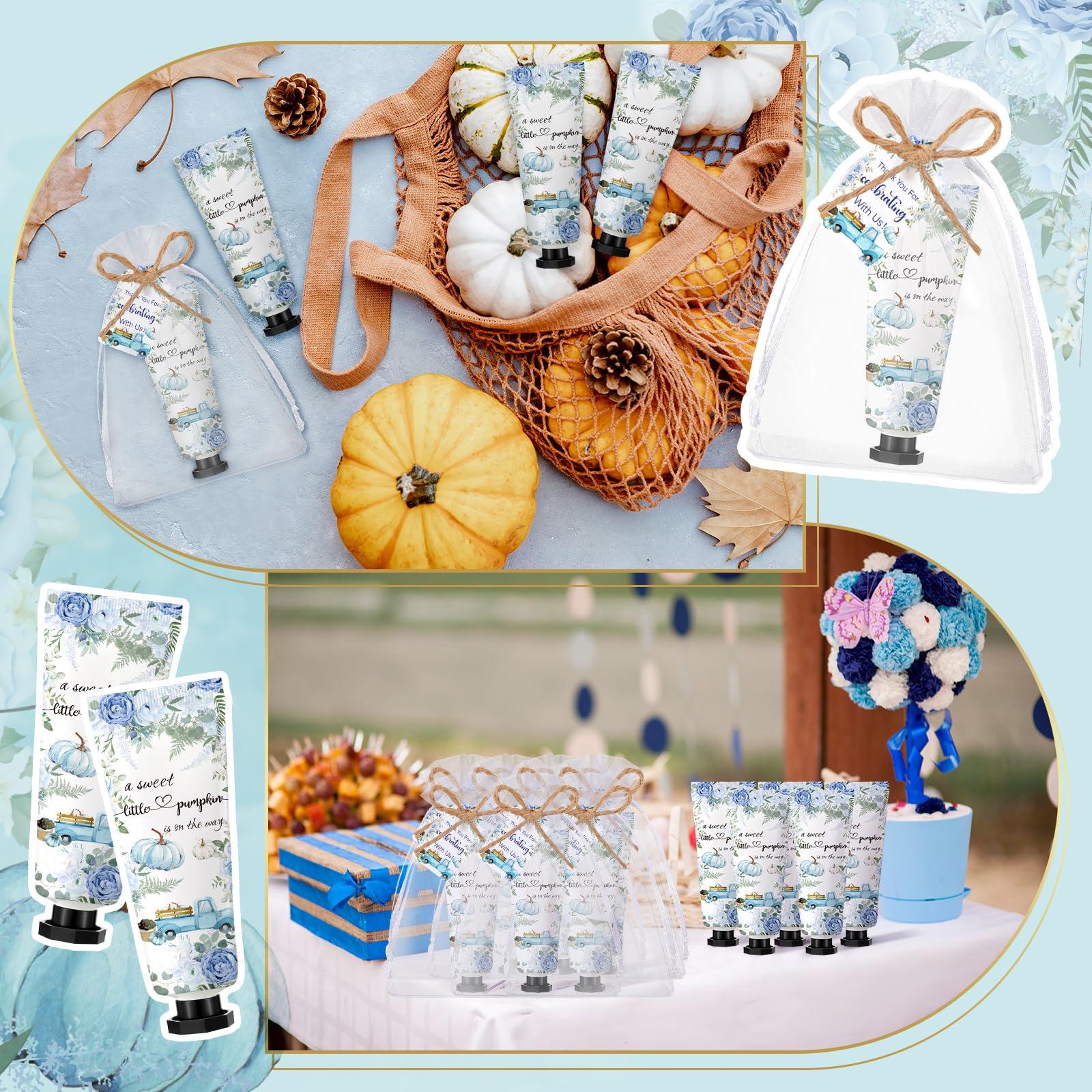 Dansib Dansib 48 Sets Fall Hand Cream Bulk A Little Pumpkin Baby Shower Hand Cream Gifts Baby Shower Party Favors for Guests Travel Size Hand Lotion for Autumn Thanksgiving Party Supplies(Blue Pumpkin)