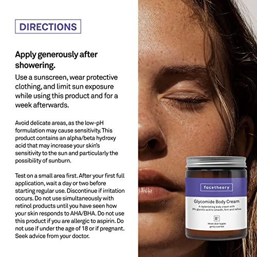 facetheory facetheory Glycomide Body Cream B1 - AHA Exfoliating Moisturizing Body Cream, Keratosis Pilaris Lotion, Bumpy Skin Lotion, Vegan and Cruelty-Free, Made in the UK | Scented | 5.7 fl oz