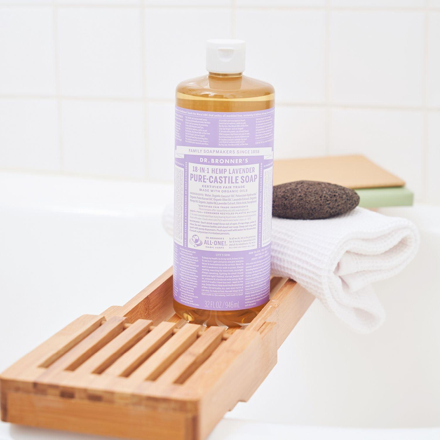 Dr. Bronner's Dr. Bronner\'s - Pure-Castile Liquid Soap (Lavender, 32 Ounce) - Made with Organic Oils, 18-in-1 Uses: Face, Body, Hair, Laundry, Pets and Dishes, Concentrated, Vegan, Non-GMO