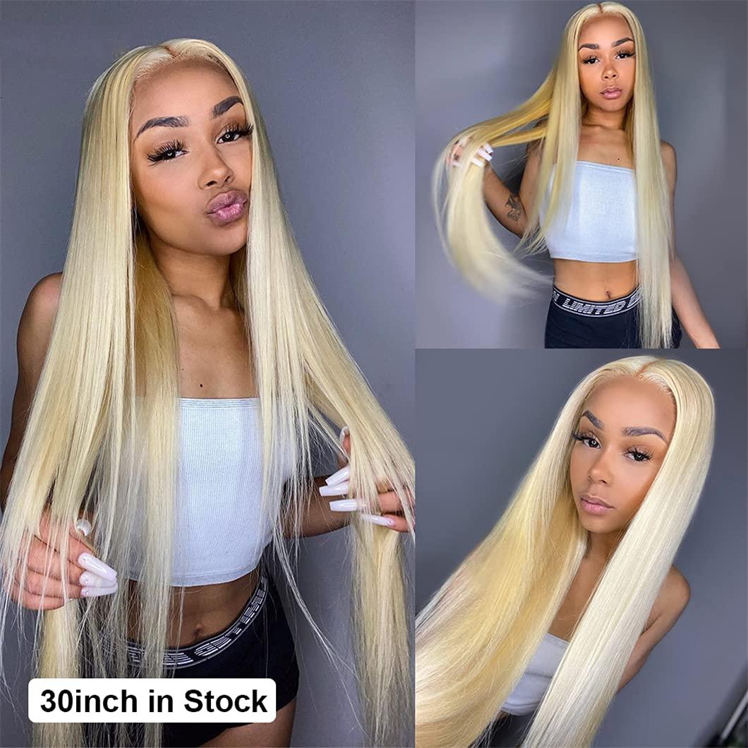 SSJFZM 613 Full Lace Human Hair Wigs Blonde Lace Front Wig Human Hair 13X4 Brazilian Straight Transparent Lace Frontal Wig For Women Full Lace Wig 26inches