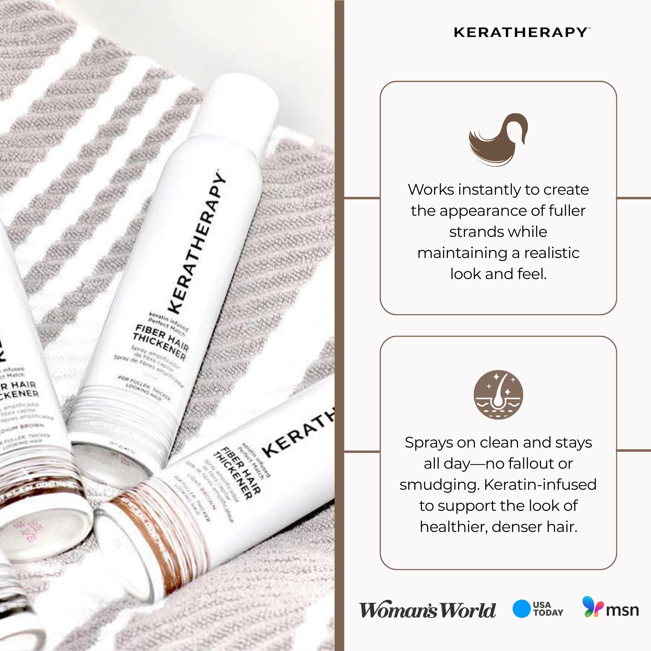 KERATHERAPY Keratherapy Keratin Infused Perfect Match Fiber Hair Thickener Spray, Medium Brown, 4 fl. oz., 140 ml - Volumizing, Thickening, & Concealing Hairspray for Scalp Coverage, Roots & Thinning Areas