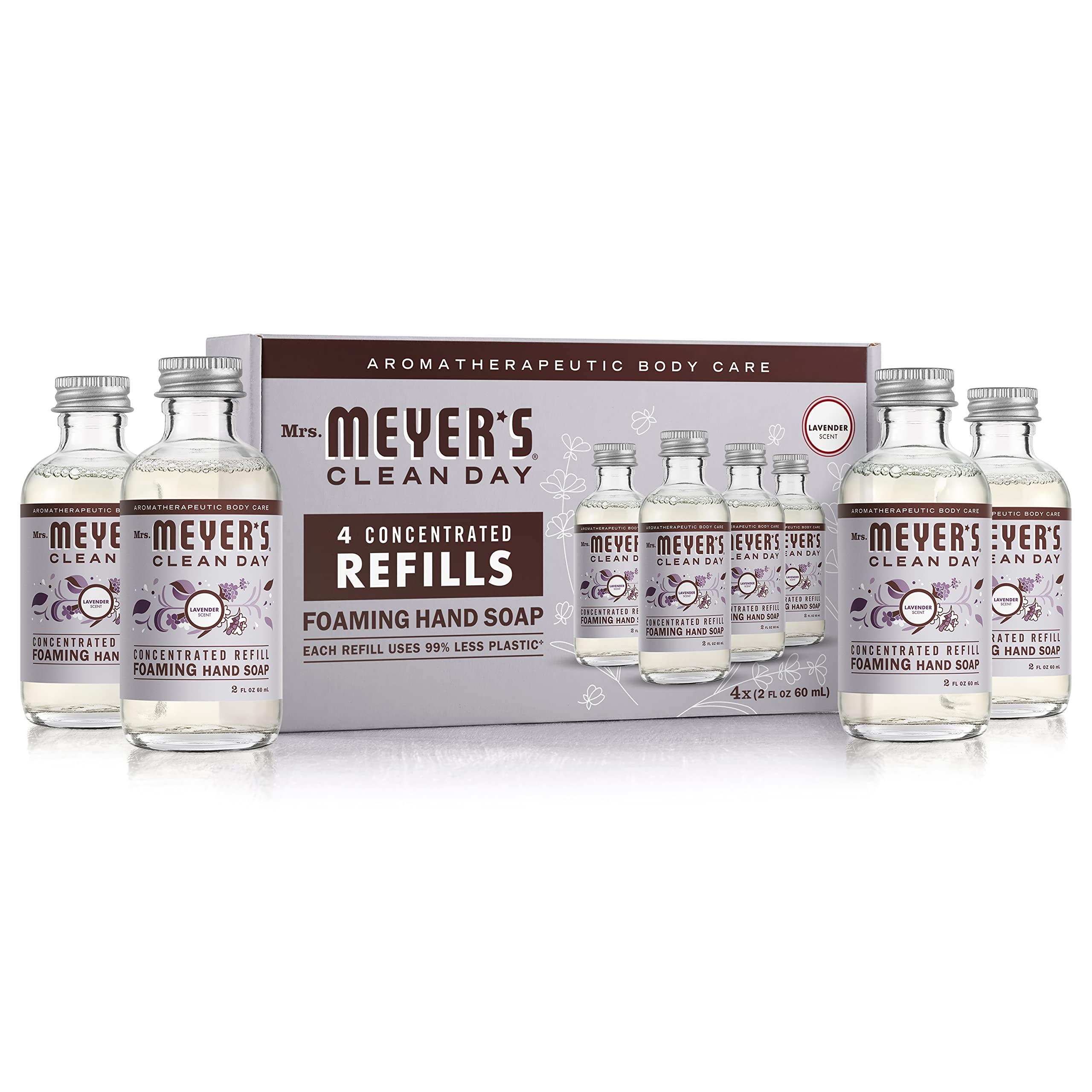 MRS. MEYER\'S CLEAN DAY MRS. MEYER\'S CLEAN DAY Foaming Hand Soap Concentrated Refills, 4 Concentrated Refills (2 Fl. Oz each), Lavender Scent, Makes 40 Fl. Oz. of Foaming Soap Total