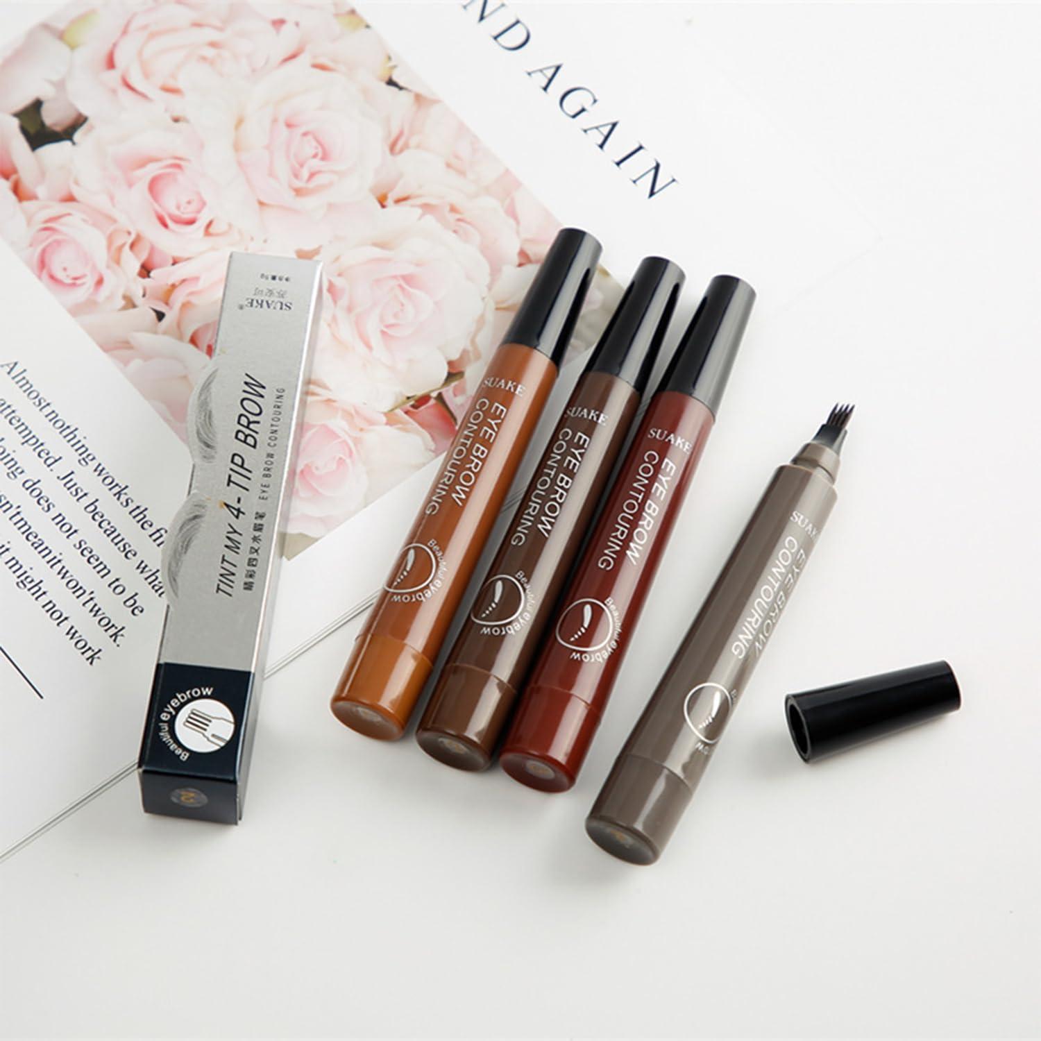 Bekoeen Magic 3D Microblading Eyebrow Pencil, Waterproof Eyebrow Pen,4 Tip Tip Tattoo Pencil Creates Natural Looking,Waterproof Makeup Fine Stroke Microblading Eyebrow Pencil (B)