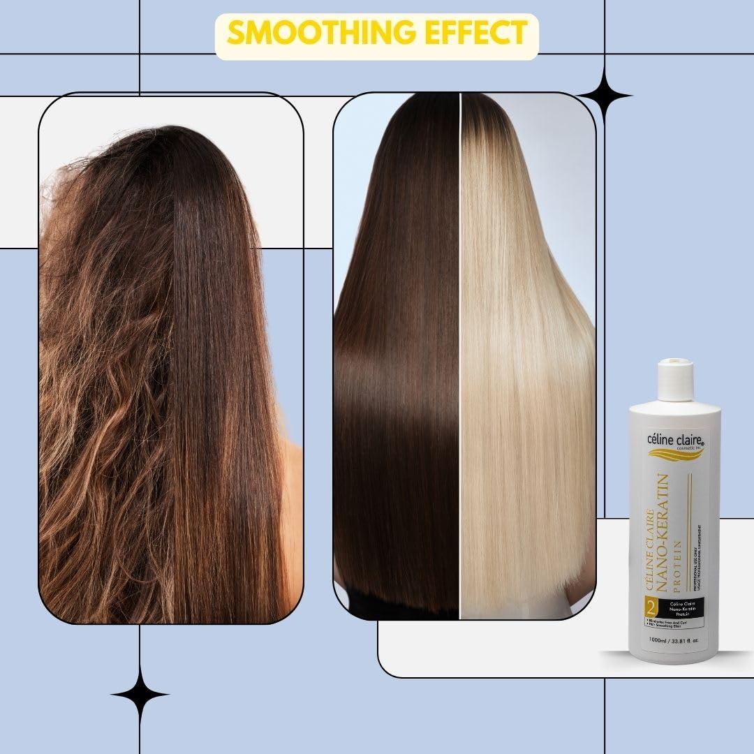 cline claire Cosmetic Celine Advanced Keratin Hair Treatment Smoothing System, Hair Straightener, Formaldehyde-free, Odor-free, No Fume, Safe for Use