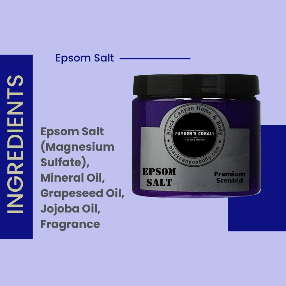 Black Canyon Home and Body Payden's Cobalt Mahogany Moss for Men Scented Epsom Salt Bath Soak with Jojoba Oil, 16 Oz