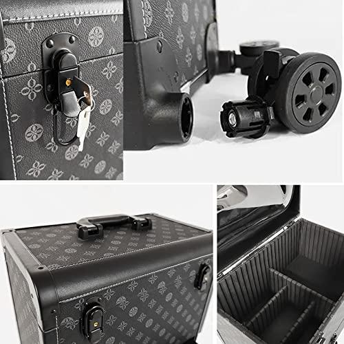 HJXGQJM Rolling Makeup Case Travel Train Case With Wheels Cosmetic Trolley, Aluminium Make Up Case, Professional Make Up With Drawers,Black Travel Makeup Bag Cosmetic Case cosmetic case ( Color : Yellow )