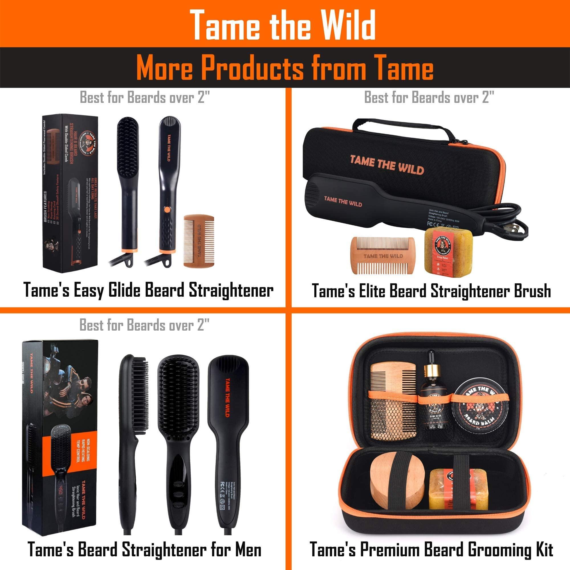 TAME THE WILD MAKE YOUR BEARD BEHAVE Tame the Wild Beard Straightener with Heat Protectant - Argan Oil, Keratin & Aloe Fortified Spray for Men\'s Hair & Beard - Large 8.5 Fl Oz Bottle