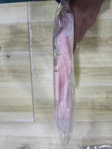 Glitzcharm Glitzcharm Clear Makeup Bag Transparent Cosmetic Bag Organizer for Women Waterproof Travel Toiletry Bag Portable Make up Bag with Chenille Letter, Large, Pink