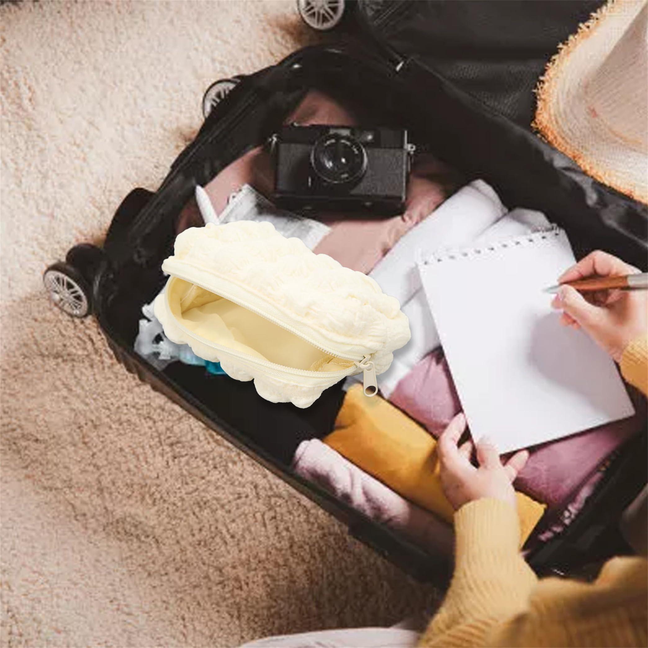 Generic Generic Cute Makeup Bag,Skin Care Bag,Plush Makeup Bag,Zipper Closure Make Up Bag,Cute Makeup Bag Accessories Aesthetic Make Up Bag Purse Cosmetic Bag for Purse (White), White, Fashionable and simple