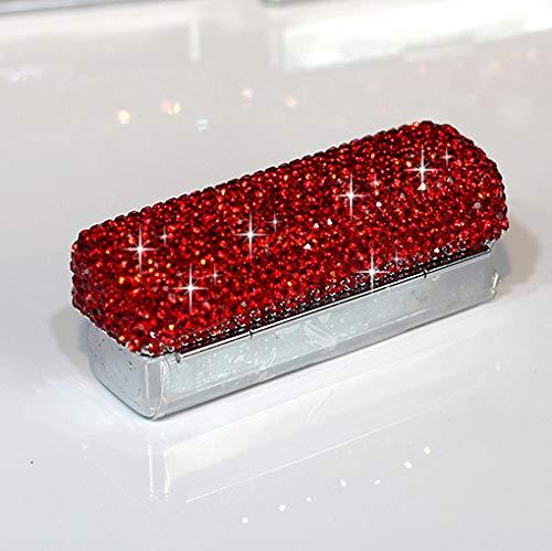 Bestbling Bestbling Lipstick Bling Rhinestone Crystal Lipstick Case Storage Organizer Box with Mirror for Women's Lipstick Holder-Cosmetic Storage Kit (Red)