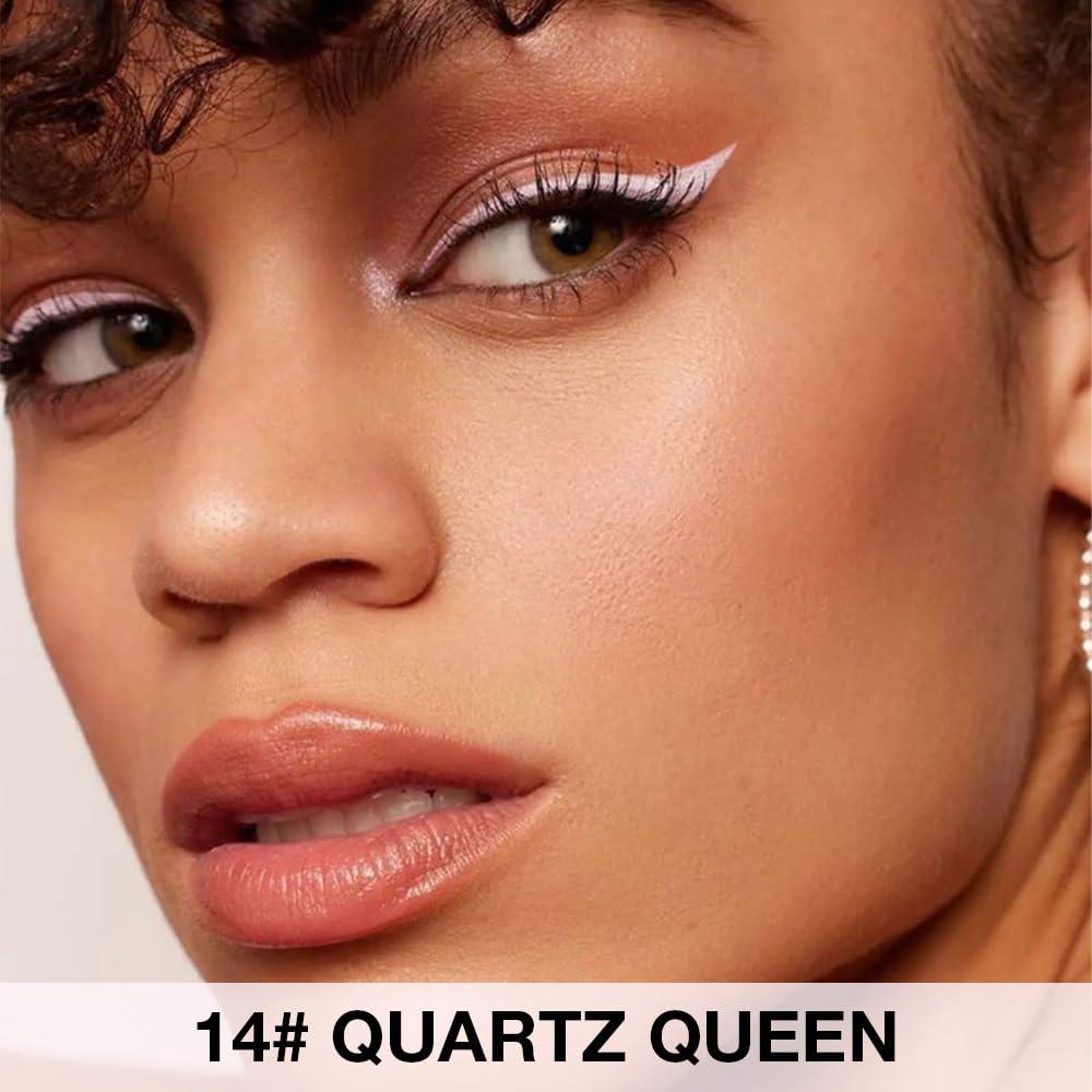 Kaely Kaely Quartz Queen White Gel Eyeliner Pencil, Natural Cream Eye Liner Waterproof Smudge Proof, Matte Waterline Eyeliner Eyeshadow Stick, Brighten Eye Makeup, Vegan & Cruelty-Free, 14
